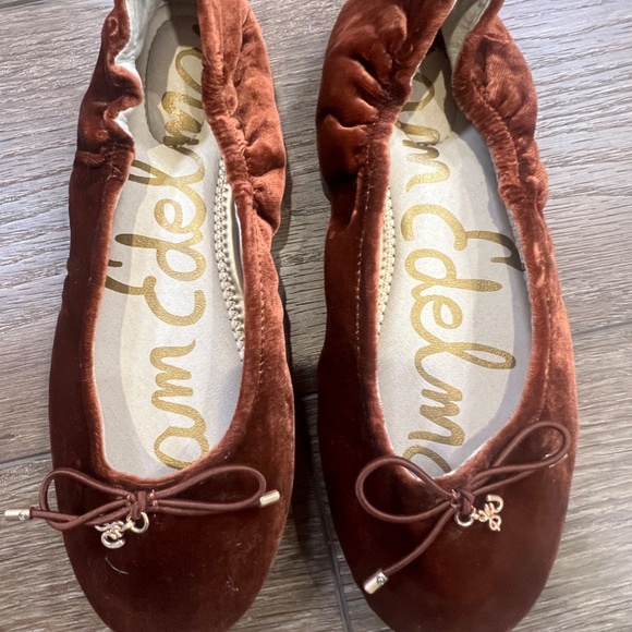 Sam Edelman Girls Felicia Mini Ballet Flats Deep Orchard Velvet Fall/Holiday - Picture 3 of 11